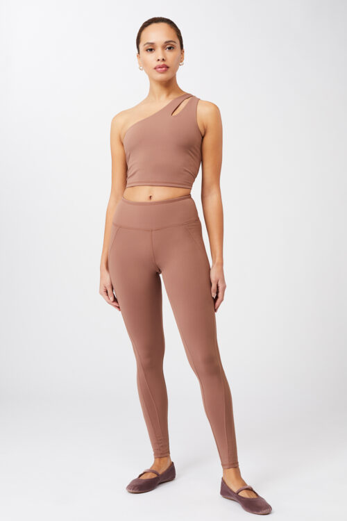 Elastický top s podprsenkou Cropped Shoulder Top Mandala BR90JE55 Cappucino