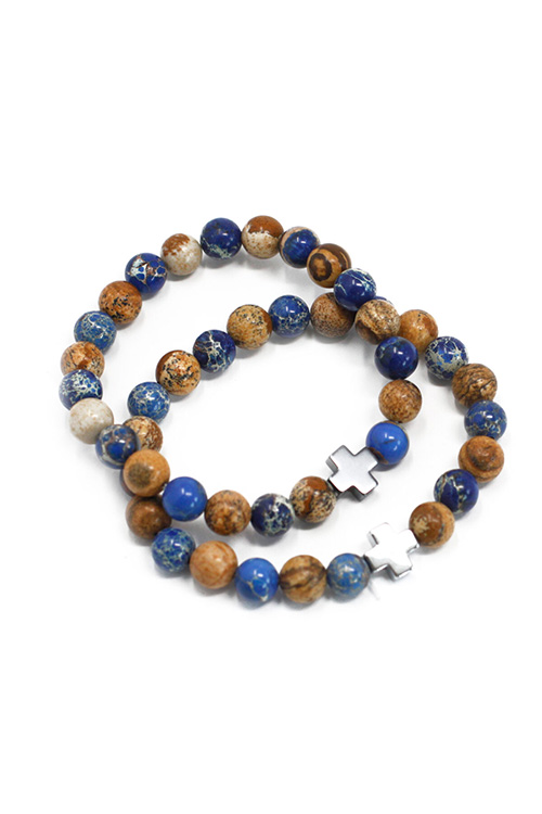 Sada 2 náramkov priateľstva z drahých kameňov Podpora