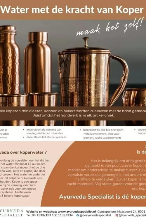 Čistá medená fľaša na vodu 1 liter Kvety