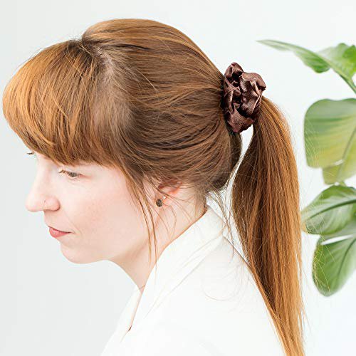 Hodvábne gumičky Scrunchies 2 ks hnedá a ružová