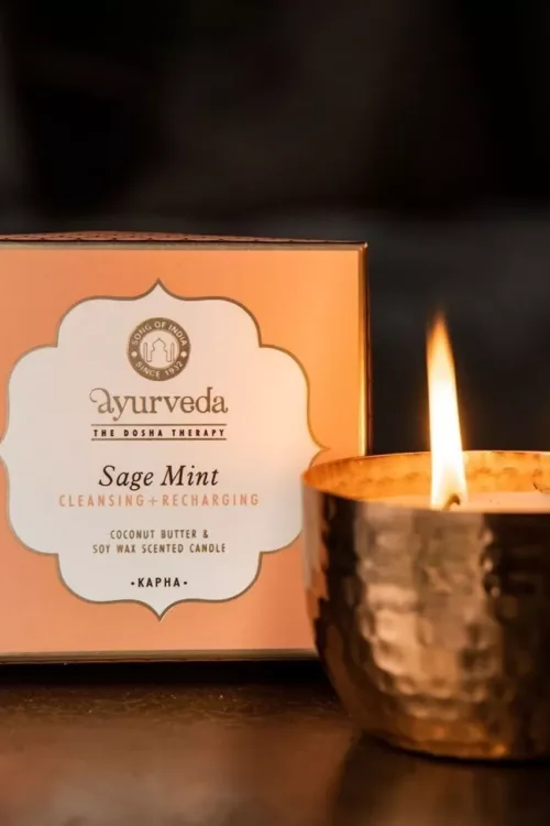 Sójová vonná sviečka KAPHA v medenej miske