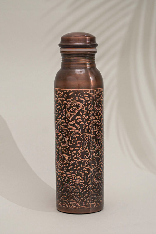 Medená fľaša na vodu 1 liter Kvety