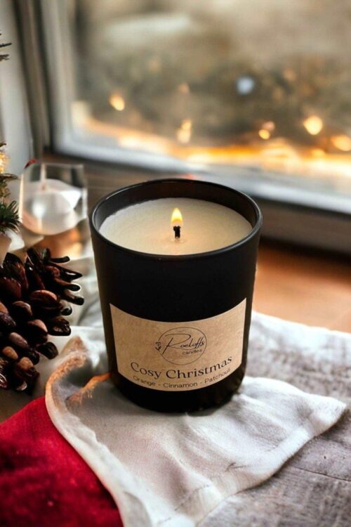 Luxusná vonná sviečka v skle Cozy Christmas z repkového vosku
