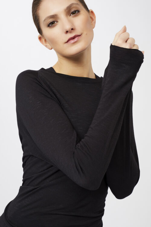 Tričko so zaväzovaním dlhý rukáv Back Bow Longsleeve Mandala SH03JE10 Black