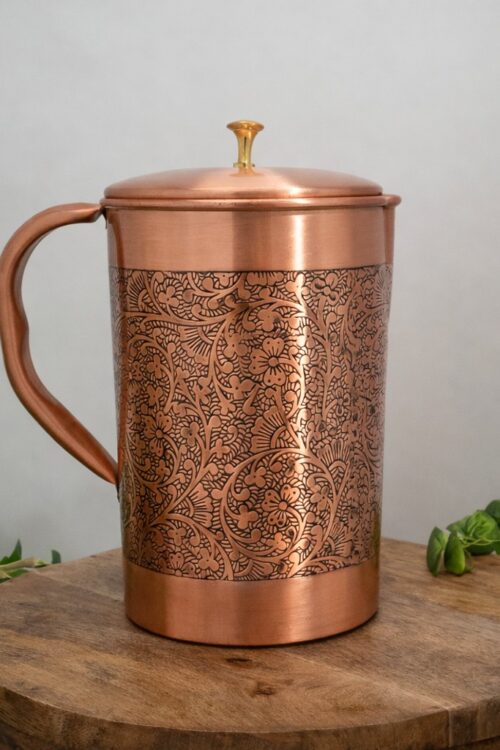 Medený džbán 2 l s vrchnákom Gravírovaný