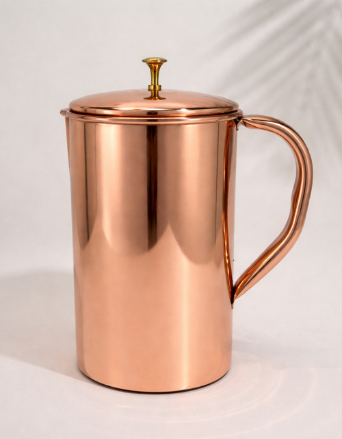 Medená kanvica na vodu s vekom 2 l Hladká