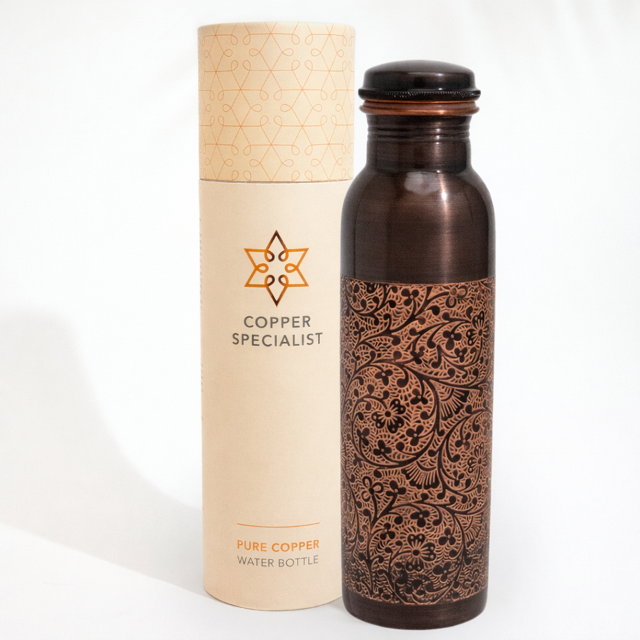 Medená fľaša Gravírovaná 950 ml čistá meď s cerifikátom Medená fľaša Gravírovaná 950 ml čistá meď s cerifikátom