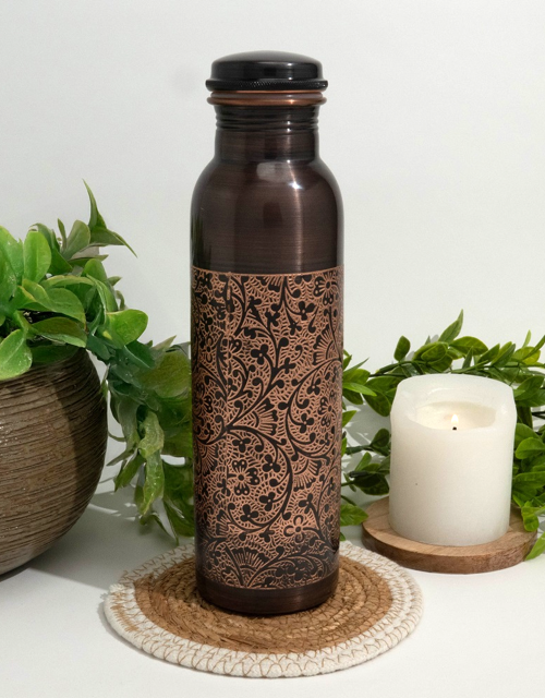 Medená fľaša Gravírovaná 950 ml čistá meď s cerifikátom