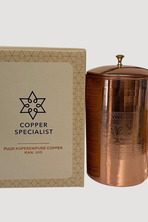 Medený robustný džbán 2 litre s kvetinovym gravíovaním